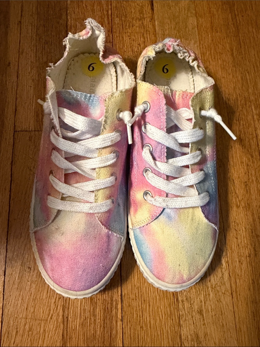 Madden Girl Pastel Tie-Dye Canvas Sneakers - Pink Yellow Blue